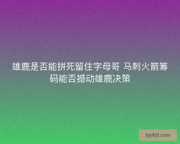 雄鹿是否能拼死留住字母哥 马刺火箭筹码能否撼动雄鹿决策